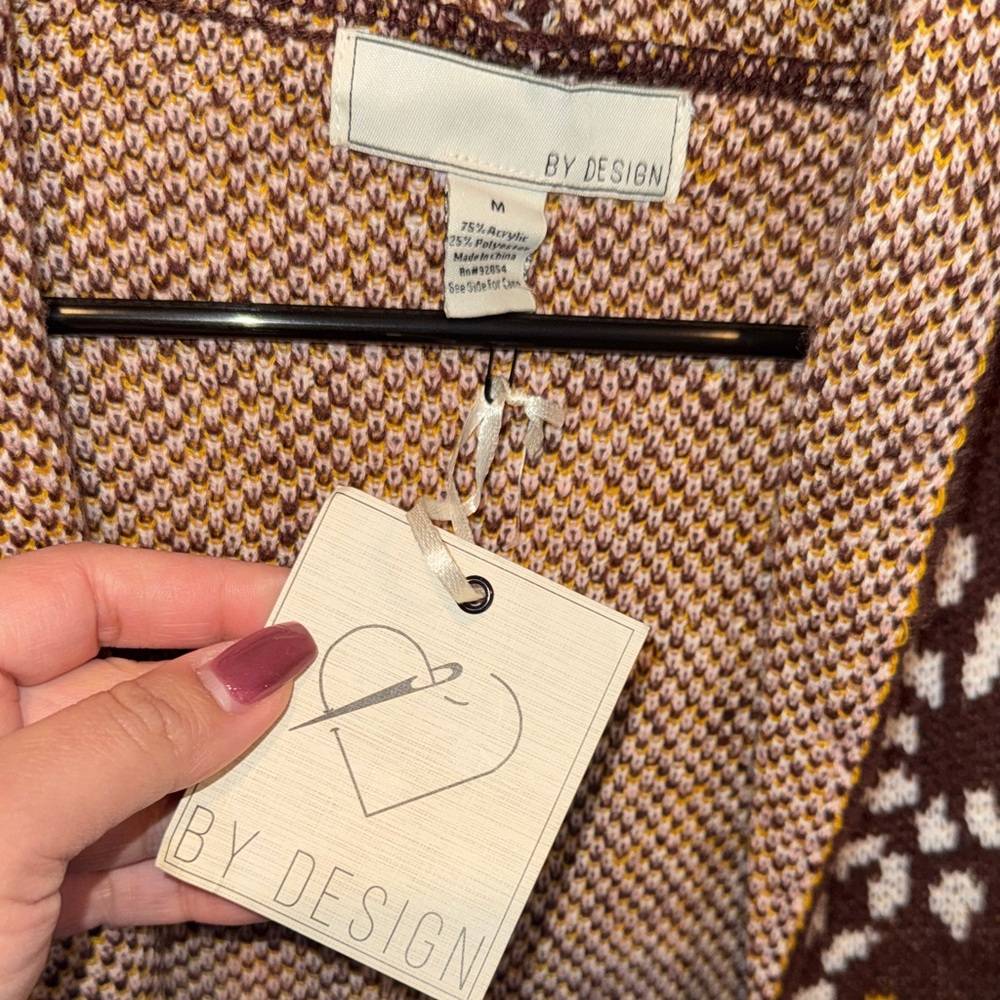By Design- NWT Brown Floral Patterned Cardigan Size Medium - Picture 5 of 16